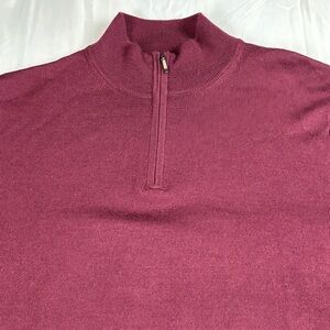 Charles Tyrwhitt Maroon 1/4 Zip Sweater Merino Wool Large